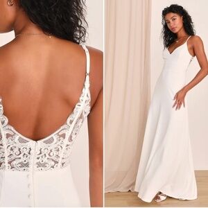 LULUS Bridal Wedding Elegant Sophisticated Sexy Floral Mermaid Trumpet Gown